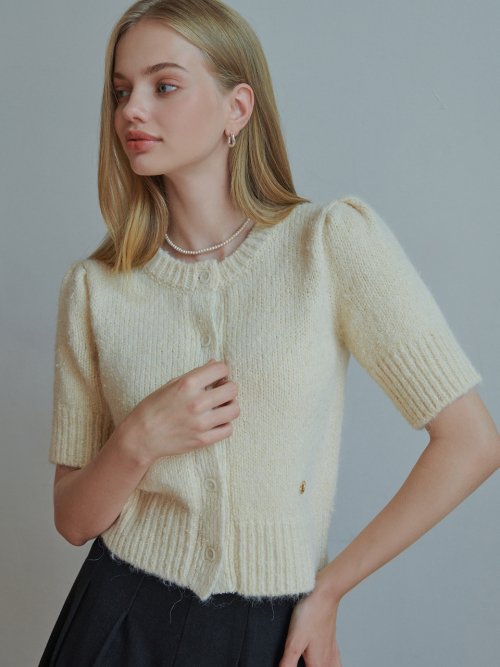 Plum half cardigan (cream)