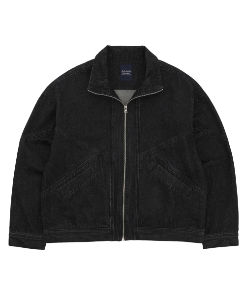 HIGH-NECK DENIM JACKET [BLACK]