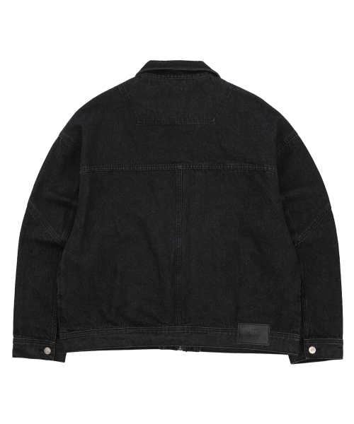 HIGH-NECK DENIM JACKET [BLACK]