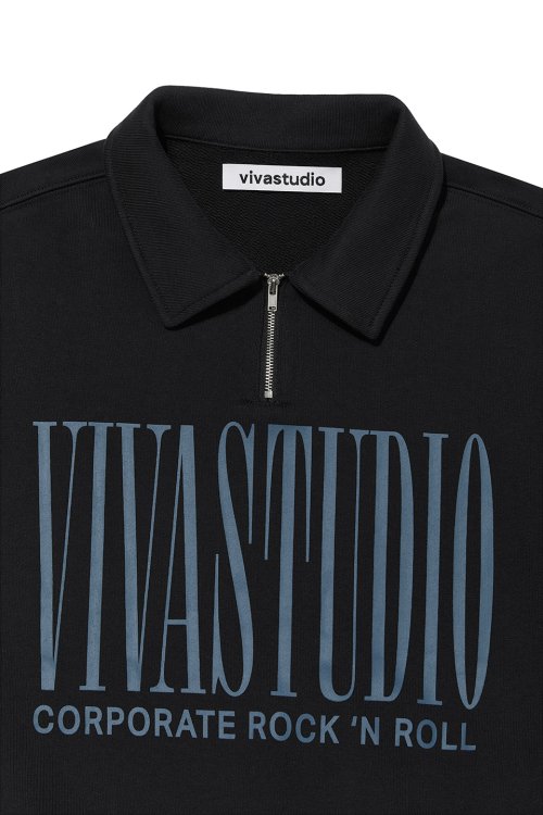 비바스튜디오(VIVASTUDIO) HALF ZIP UP COLLAR TEE [BLACK] - 사이즈