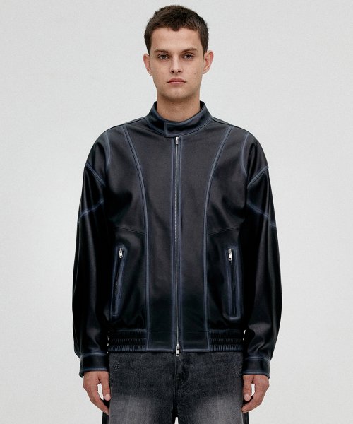 MUSINSA | VIVASTUDIO VINTAGE WASHED VEGAN LEATHER BLOUSON [BLACK]