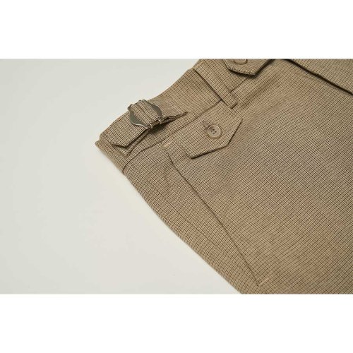 Брюки в клетку оконная рама с боковыми пряжками [BROWN]