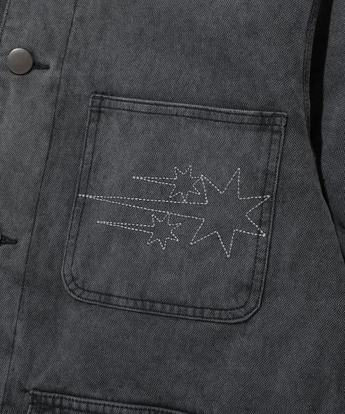 COTTON GARMENT DYED CHORE JACKET_BLACK(NG2DFUD102A)