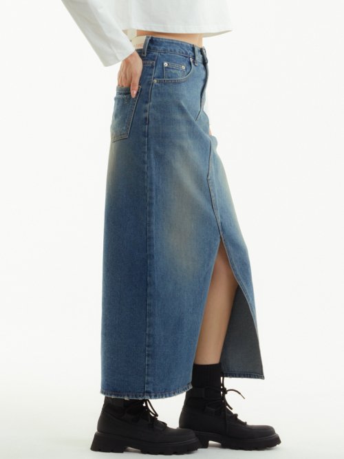 MUSINSA | UNKNOWN PLANET denim long skirt sand blue