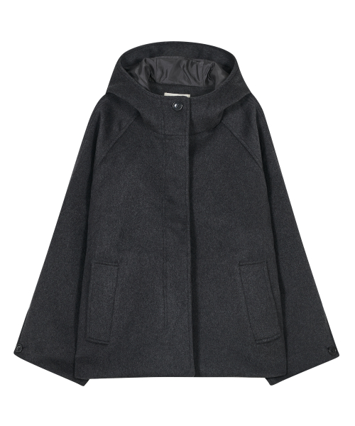Hooded полу Coat [Charcoal]