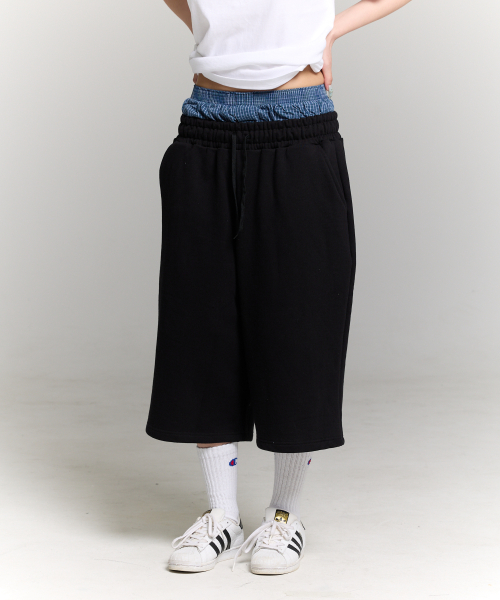 [Fabric selection available] Carpenter Bermuda Sweat 3/4 Pants Black thumbnail 18