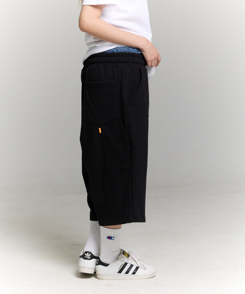[Fabric selection available] Carpenter Bermuda Sweat 3/4 Pants Black thumbnail 21