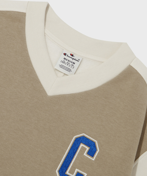 Свитшот с V-вырезом и колор-блоком Normal Beige