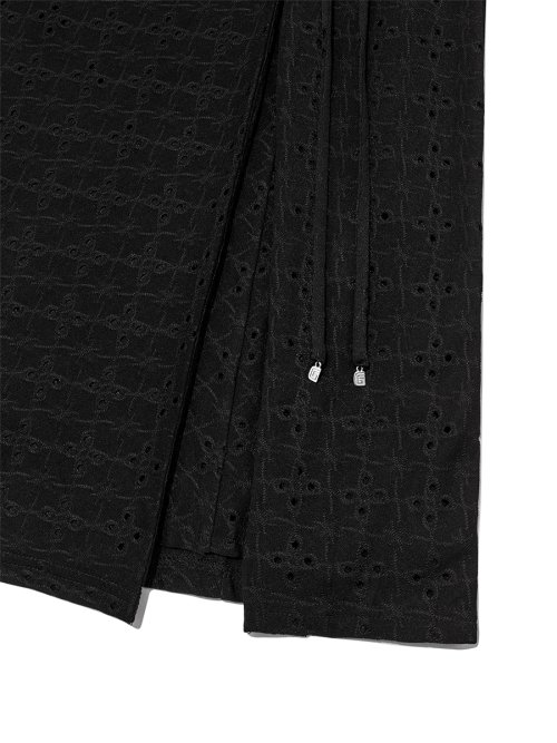 글로니(GLOWNY) DEVON EYELET LONG SKIRT (BLACK) - 사이즈 & 후기