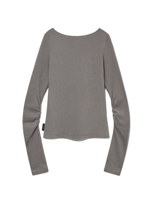 MUSINSA | GLOWNY RUI SHIRRING STRAP LONG SLEEVE (GRAY)