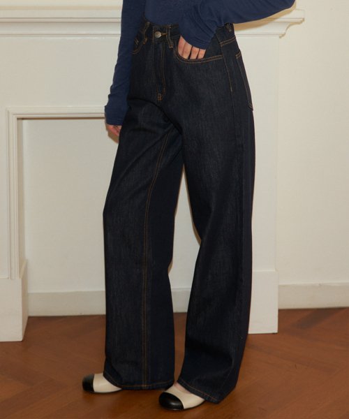 Loose подгонка Denim Pants_ Raw