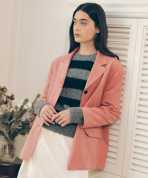 SUEDE одинарный куртка DEEP PINK