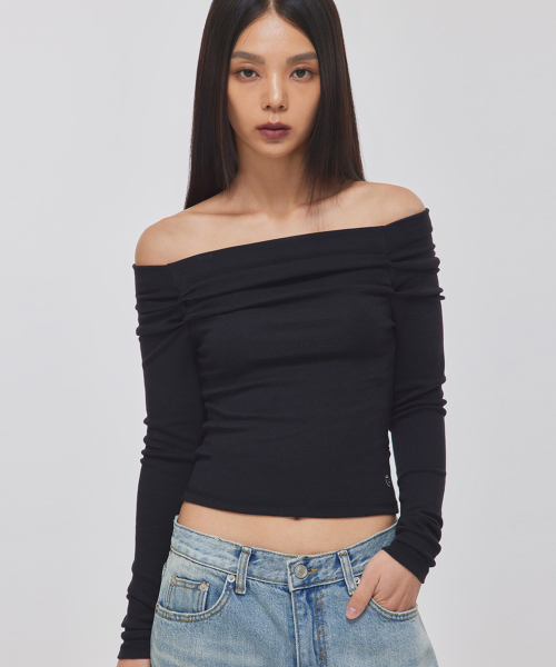 TUCKED ARMHOLE OFF-SHOULDER TOP_T326TP121
