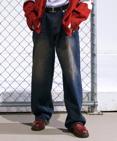 Свободные широкие джинсы IN#0144 Cherry On, Dark Blue Wash