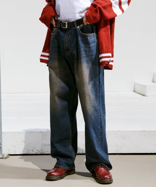 Свободные широкие джинсы IN#0144 Cherry On, Dark Blue Wash