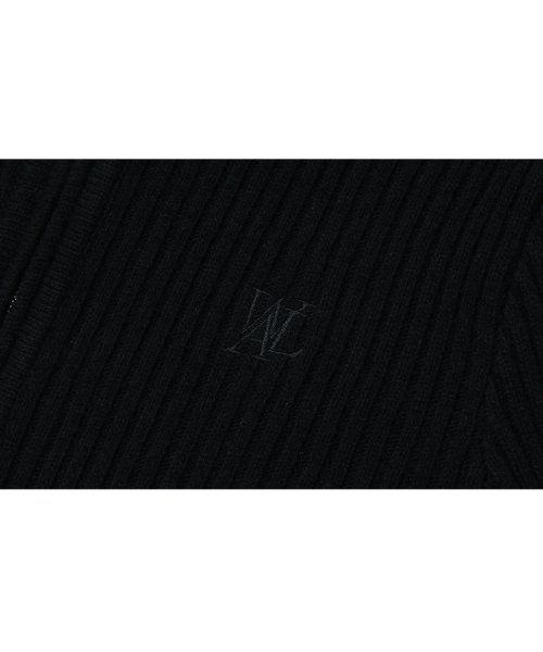 우알롱(WOOALONG) Signature slim hood knit zip-up - BLACK - 사이즈