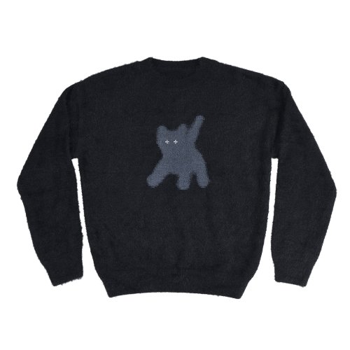 에이이에이이(AEAE) Flashed Cats Angora Knit -[BLACK