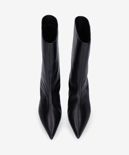 Black pointed cheap leather booties