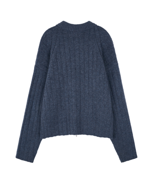 Wave Line Boucle воротник Knit синий
