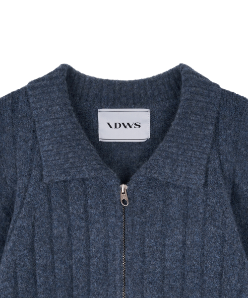 Wave Line Boucle воротник Knit синий