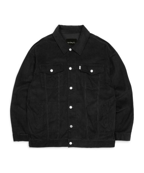 RELAXED CORDUROY TRUCKER JACKET - BLACK