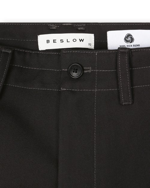 WOOL BLENDED TWIST SEAM CARGO PANTS PURPLE BROWN