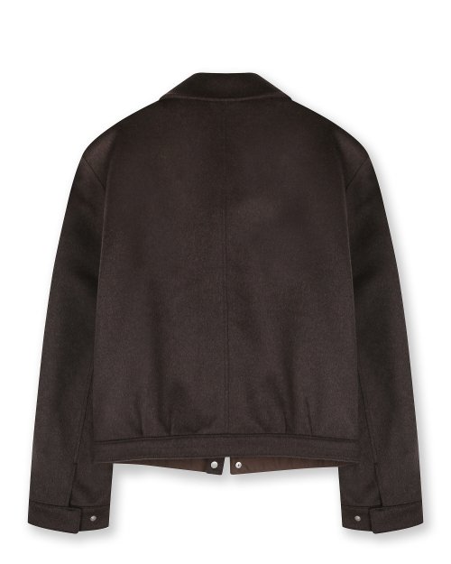 MUSINSA | BESLOW CASHMERE MILITARY ZIP-UP JACKET MELANGE BROWN