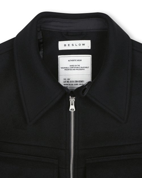 MUSINSA | BESLOW CASHMERE MILITARY ZIP-UP JACKET BLACK