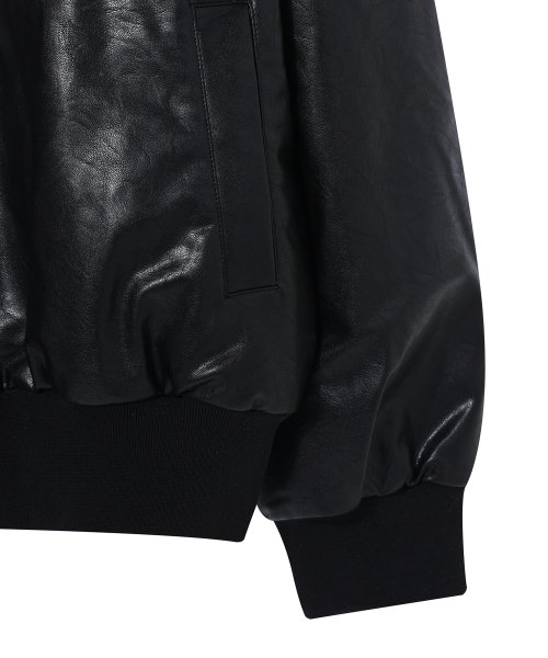 MUSINSA | YOUHEE LOOSE FIT LEATHER JUMPER BLACK