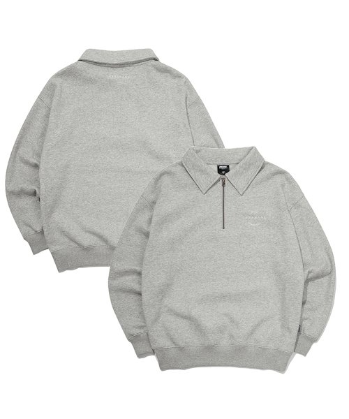 Повседневный стандартный свитшот на полумолнии Melange Grey