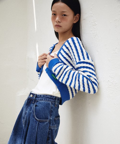 Herringbone полоска Knit Bolero (синий)