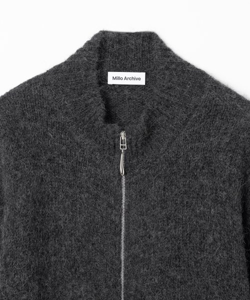 MUSINSA | MILLO Hairy knit jacket [Charcoal]