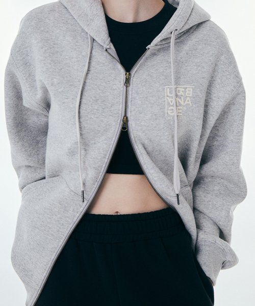 Худи на молнии с логотипом Melange Grey