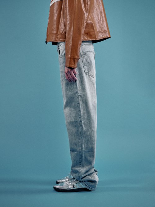Прямые джинсы Deep Stone Washed (Light Blue)