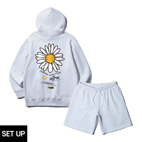 [SET] Оверсайз худи Camomile + хлопковые шорты на резинке