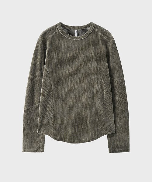 Двухцветная вельветовая футболка в рубчик (Dusty Beige)