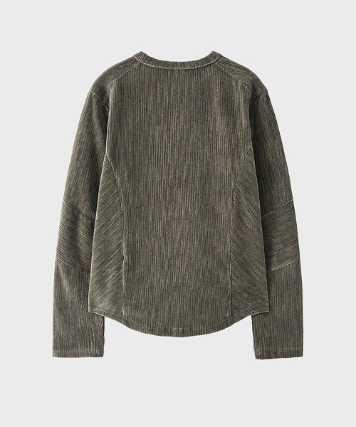 Двухцветная вельветовая футболка в рубчик (Dusty Beige)