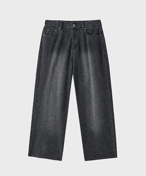 Широкие рваные джинсы в полоску (Black)