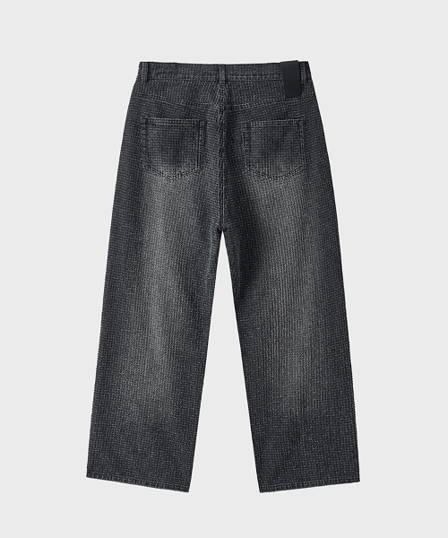 Широкие рваные джинсы в полоску (Black)