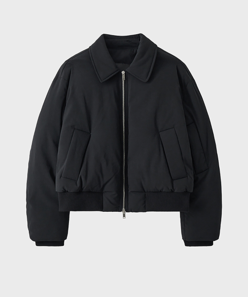 Стёганый шерстяной укороченный блузон (Black)