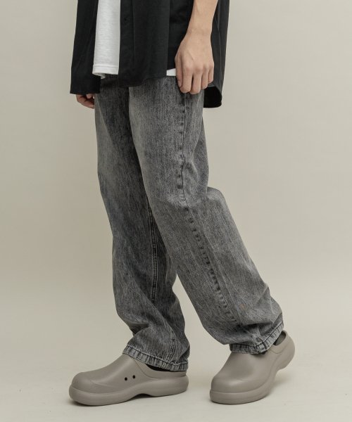 Широкие джинсы с завязками и стоунвошем (Grey)