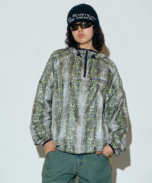 Glossy паттернed анорак Pullover зелёный