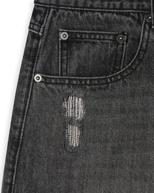 DISTRESSED DOUBLE KNEE JEANS BLACK