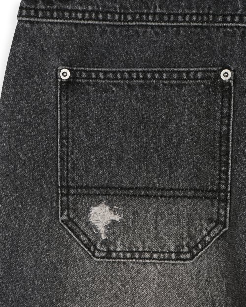 DISTRESSED DOUBLE KNEE JEANS BLACK