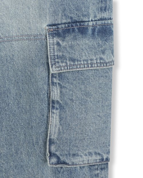 FADED DENIM CARGO PANTS VINTAGE BLUE