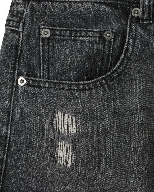 FADED DENIM CARGO PANTS BLACK