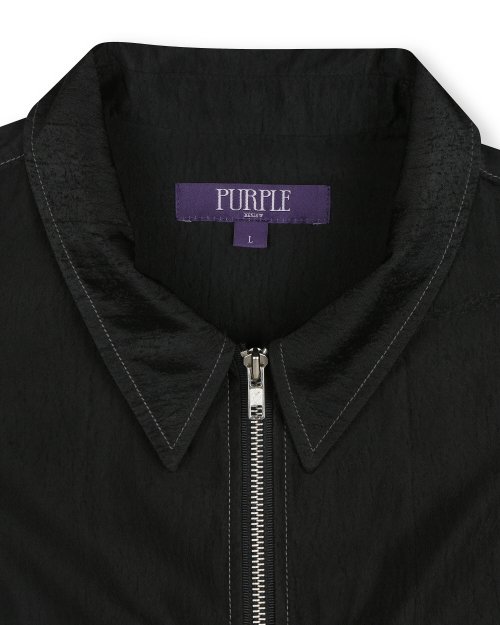 UNBALANCED POCKET ZIP-UP SHIRKET BLACK