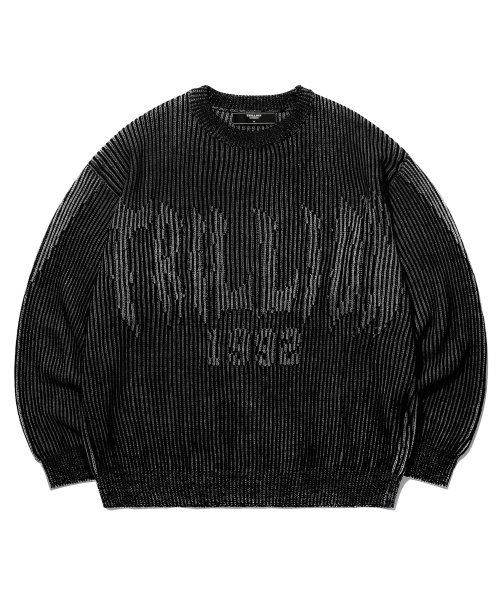 Washable Two-Tone Crewneck Graphic Knit (BLACK) thumbnail 5