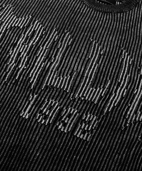Washable Two-Tone Crewneck Graphic Knit (BLACK) thumbnail 8