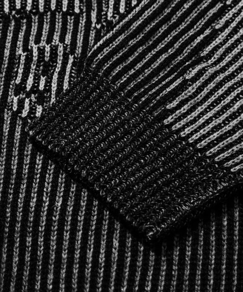 Washable Two-Tone Crewneck Graphic Knit (BLACK) thumbnail 10
